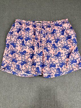 Club Room Mens Pink & Blue Octopus Print Swim Trunks Elastic Waist XXL